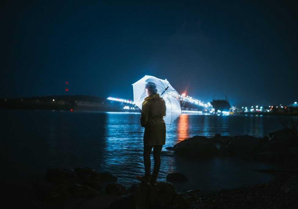 Lady by the ocean